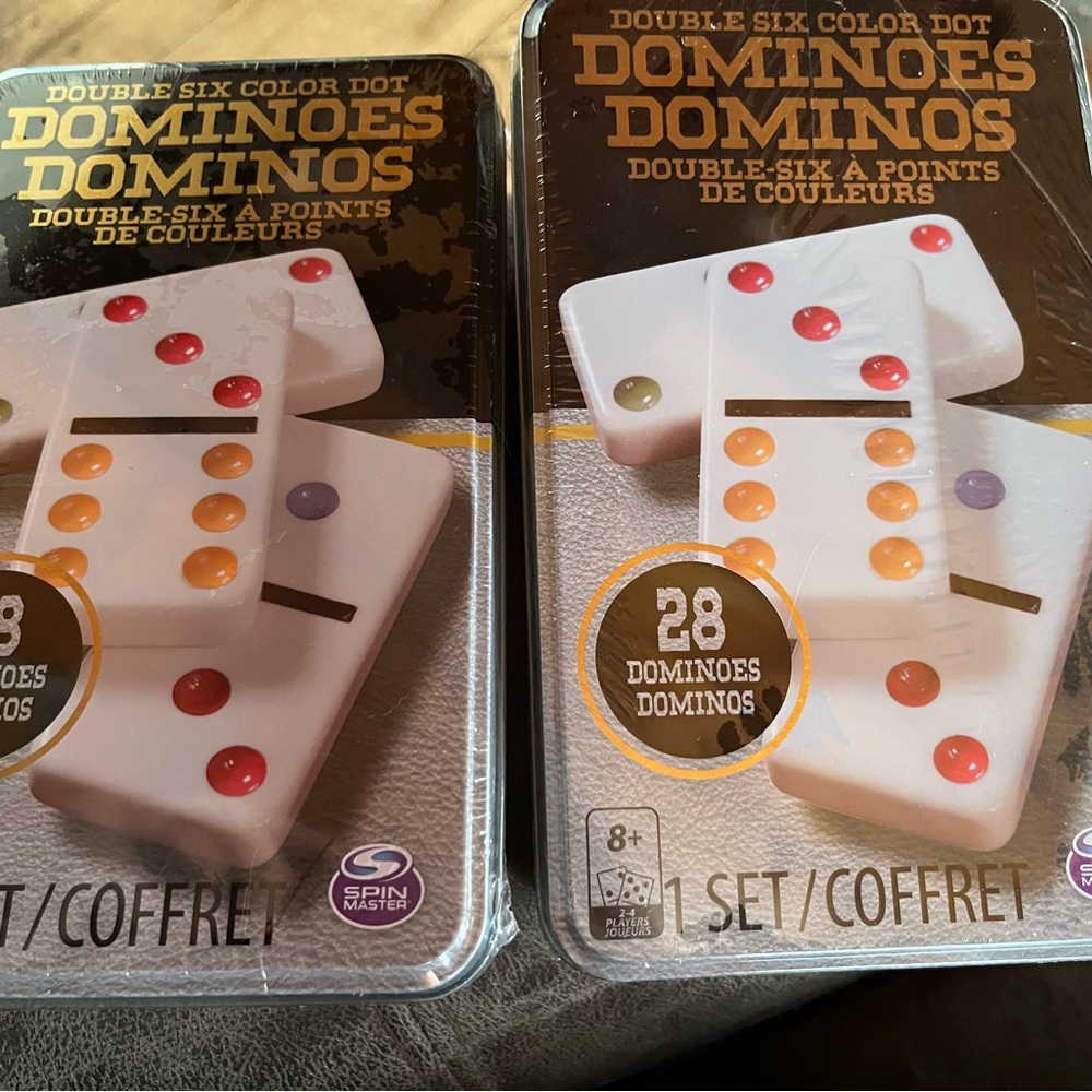 2 NEW SEALED SET OF DOMINOES IN TINS